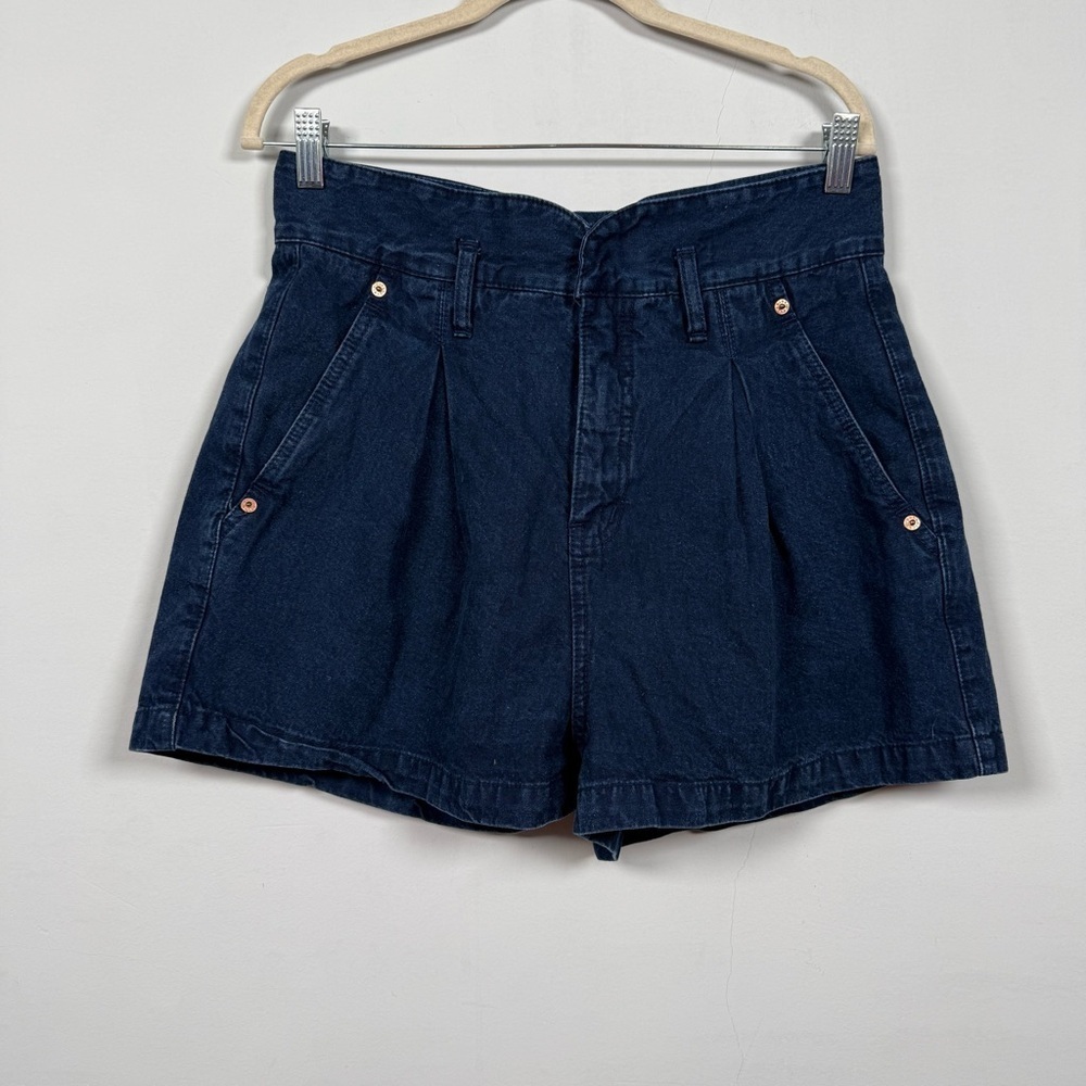 Vintage High Waist 100% Cotton Pleated Denim Women's Shorts, Size 13